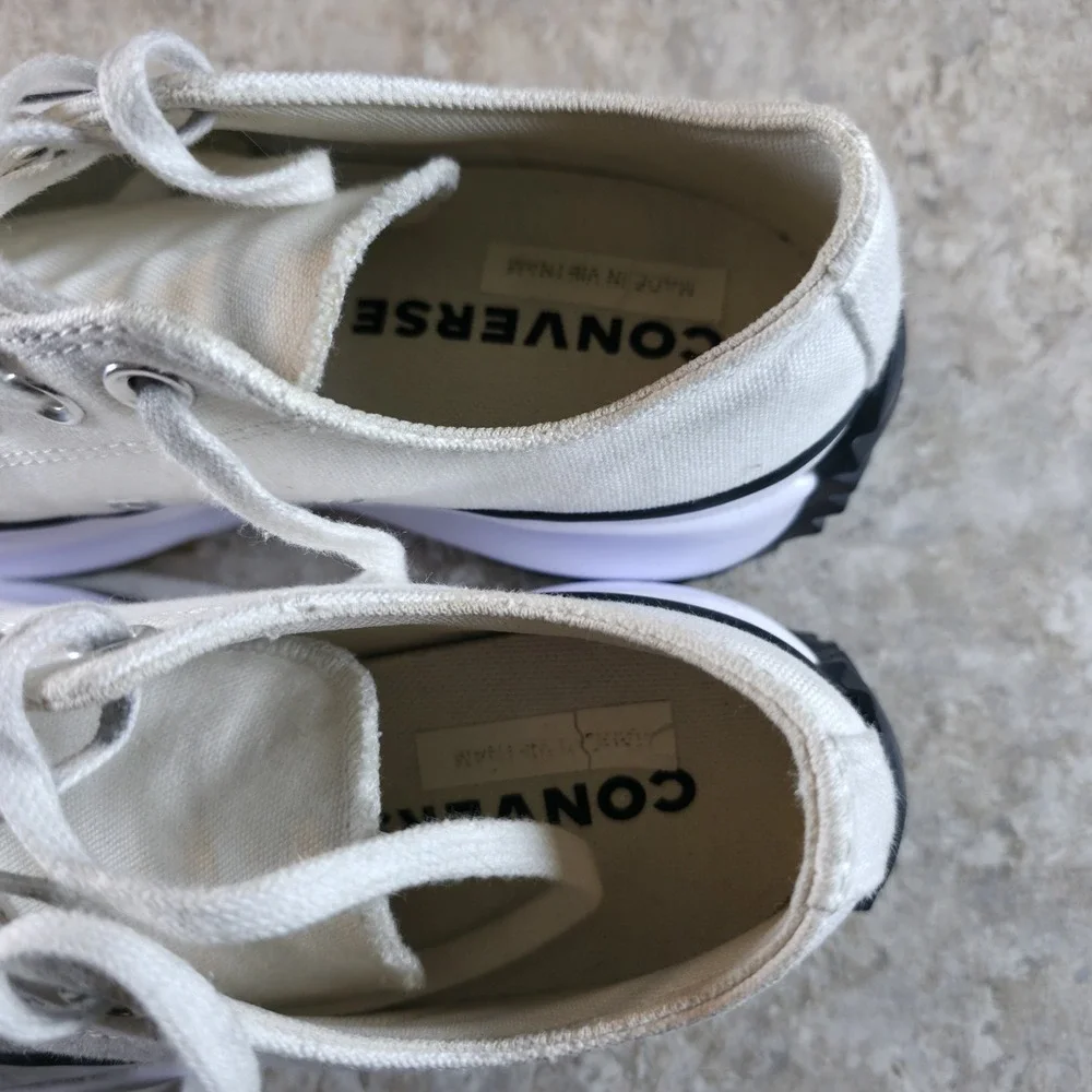 Converse Run Star Hike Low Top White Canvas Platform Sneakers 168817C Womens 8 - Picture 8 of 9